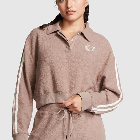 PINK Victoria's Secret Reverse Fleece Cropped Sweatshirt Size XL, XXL and L NWT - Picture 1 of 6